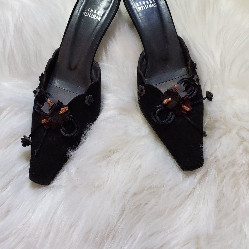 Stuart Weitzman Suede Embellished Mules 7.5 - image 6